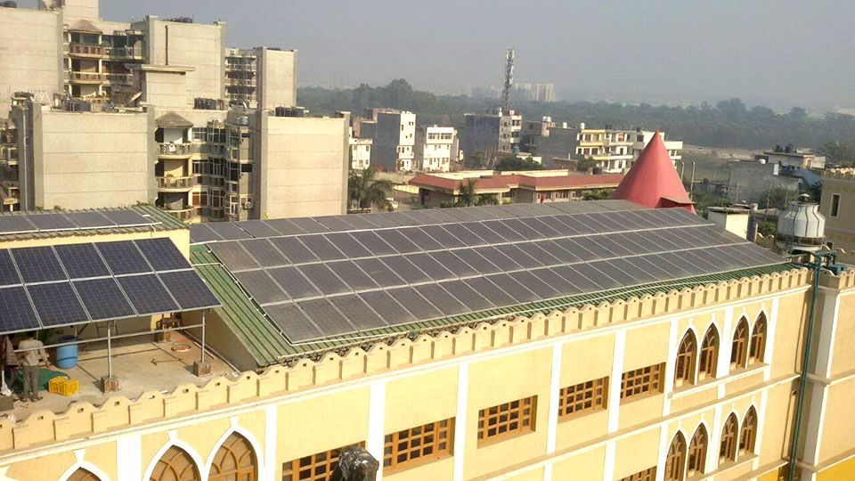 55 kWp On grid Elevated Roof top project at Chandigarh