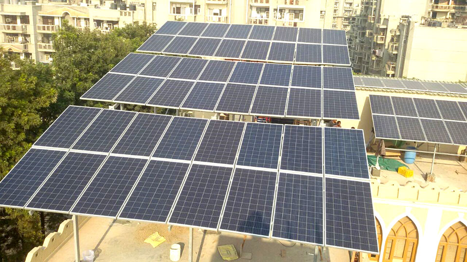 35 kWp On grid Rooftop installation nearing completion at Chandigarh